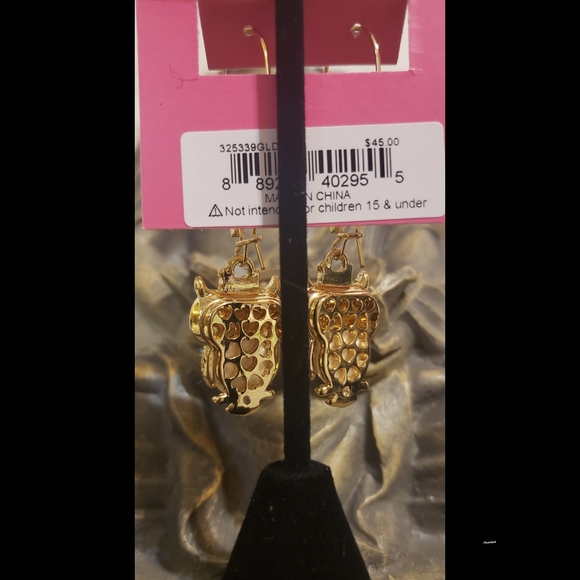 Betsey Johnson Owl  Dangling Earrings - Picture 4 of 4